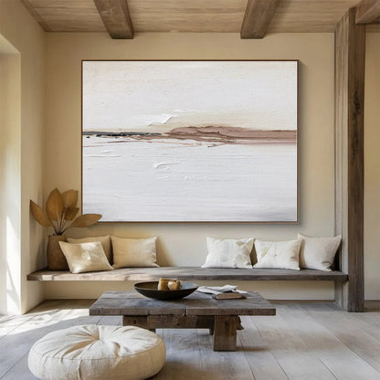 Oversized Canvas Art Beige and Brown Abstract Textured Painting WB156