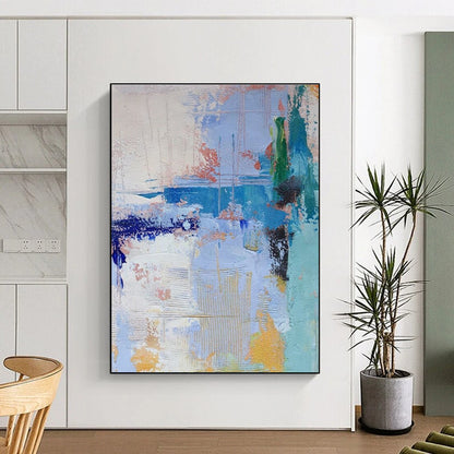 Acrylic Modern Art Paintings Blue, Green, and Yellow Dynamic Abstract Art HS767