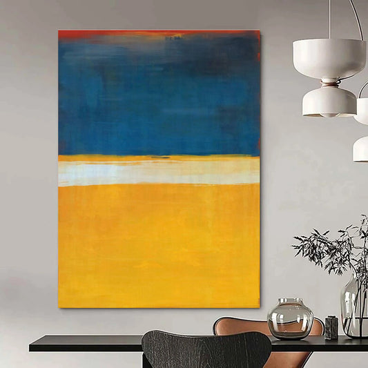 Blue, Yellow, and White Abstract Color Block Painting For Sale WS497