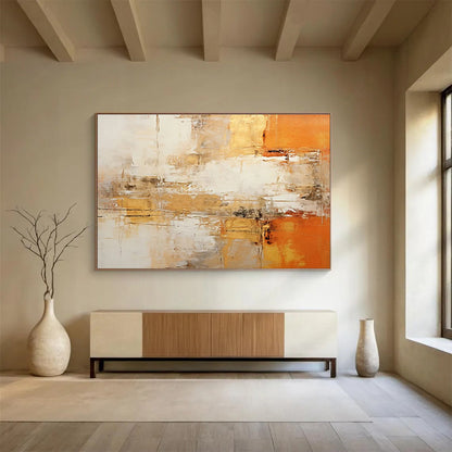 Oversized Canvas Art Multicolor Abstract Golden and Orange Painting WB210
