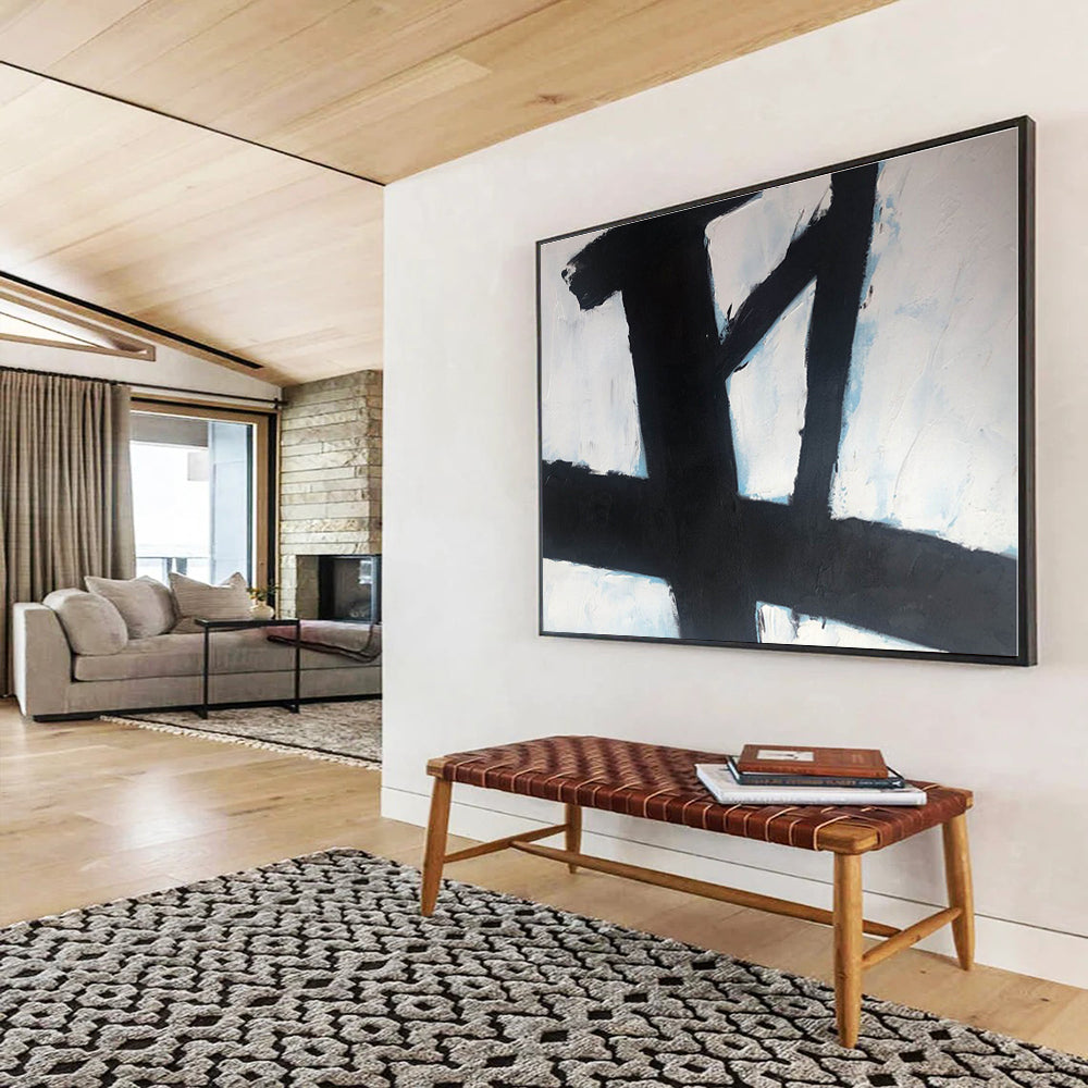 Big Size Black and White Abstract Bold Strokes Painting WB060