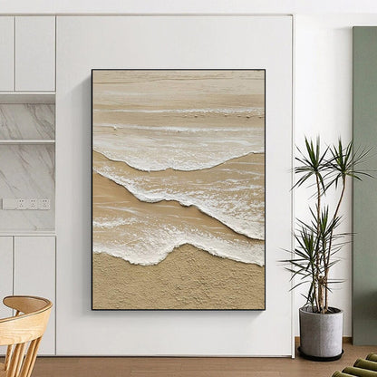 Beige and White Textured Coastal Abstract Painting For Sale Online WS492