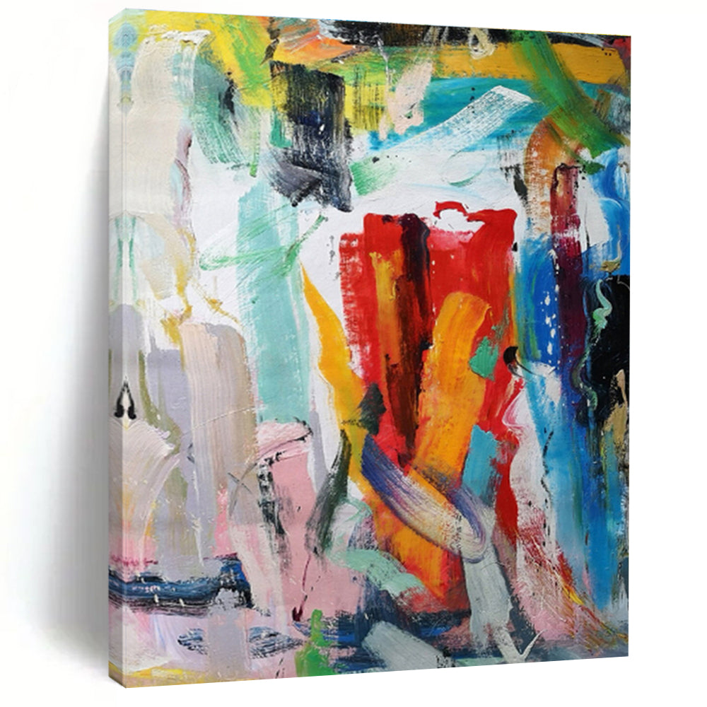 Unique Abstract Art Multicolor Gestural Abstract, Large Contemporary Wall Art HS456
