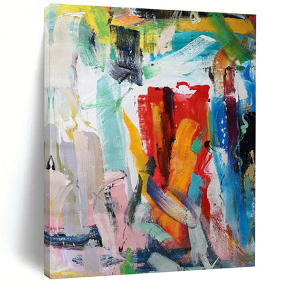 Unique Abstract Art Multicolor Gestural Abstract, Large Contemporary Wall Art HS456