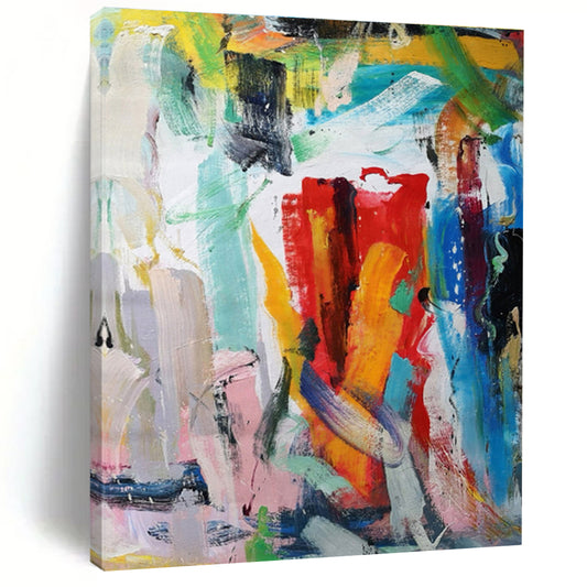 Unique Abstract Art Multicolor Gestural Abstract, Large Contemporary Wall Art HS456