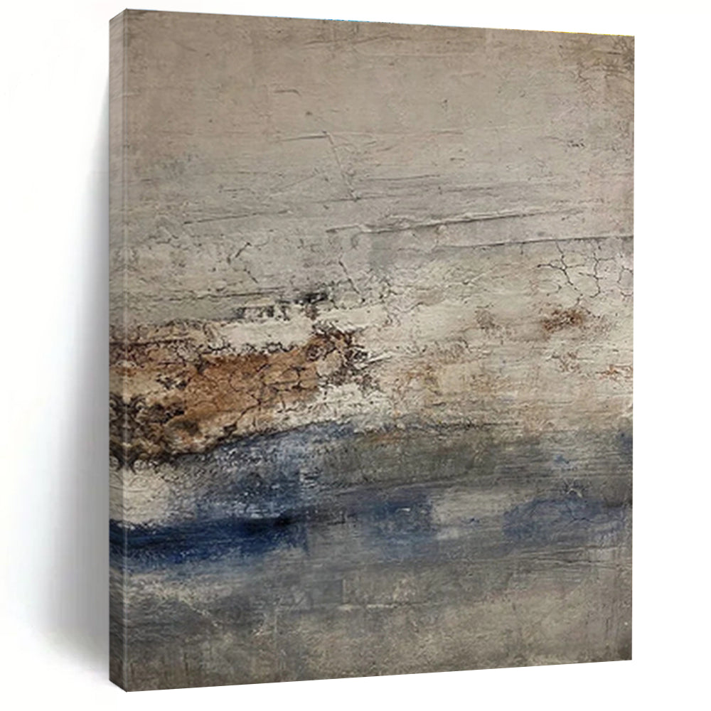 Hand-Painted Gray, Brown & Blue Textured Abstract, Acrylic Modern Art Painting HS321