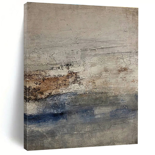 Hand-Painted Gray, Brown & Blue Textured Abstract, Acrylic Modern Art Painting HS321