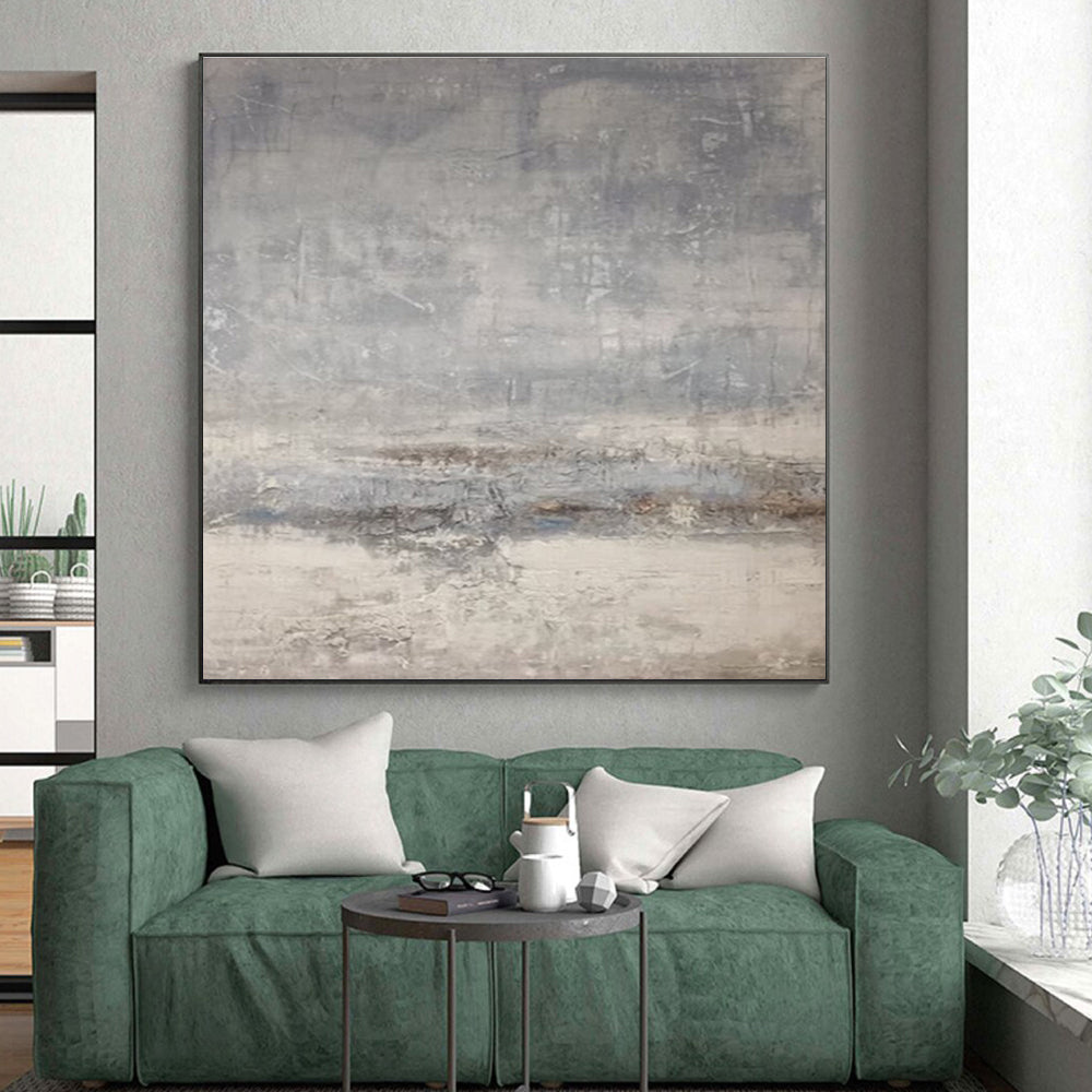 Unique Abstract Art Gray Textured Abstract, Large Contemporary Wall Art HS312