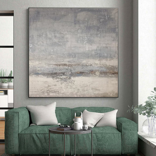 Unique Abstract Art Gray Textured Abstract, Large Contemporary Wall Art HS312