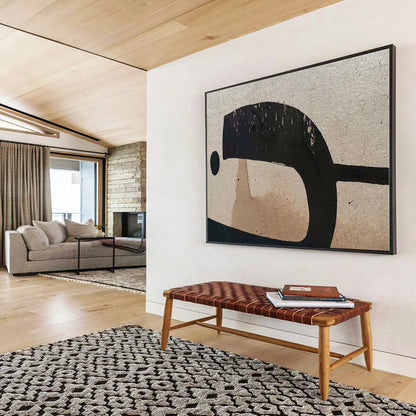 Black, Beige Abstract Painting – Minimalist Acrylic Art WB049