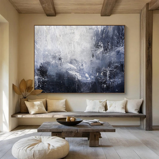 Blue, Gray, White Abstract Textured Art For Sale WB388