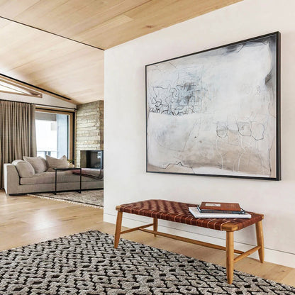 Gray, Beige, Black Abstract Line Art Acrylic Painting WB025