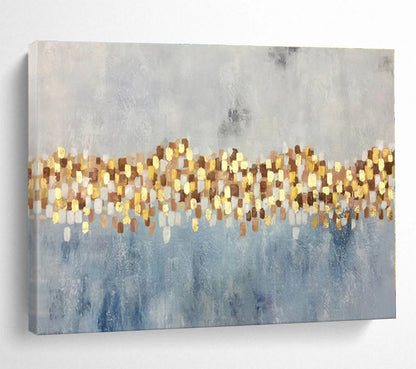 Big Size Gold and Blue Abstract Geometric Painting WB056