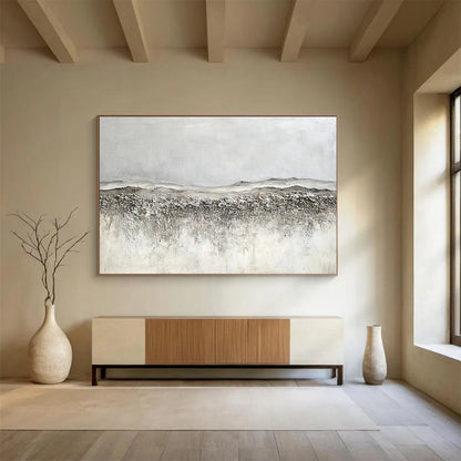Horizontal Gray Textured Landscape Abstract Painting WB253