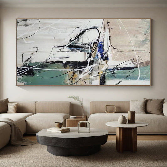 Gaint Canvas Art Multicolor Gestural Abstract, Oversized Abstract Wall Art HS343