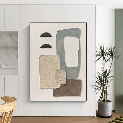 Hand-Painted Textured Neutral Shapes Abstract Art, Paintings For House HS556