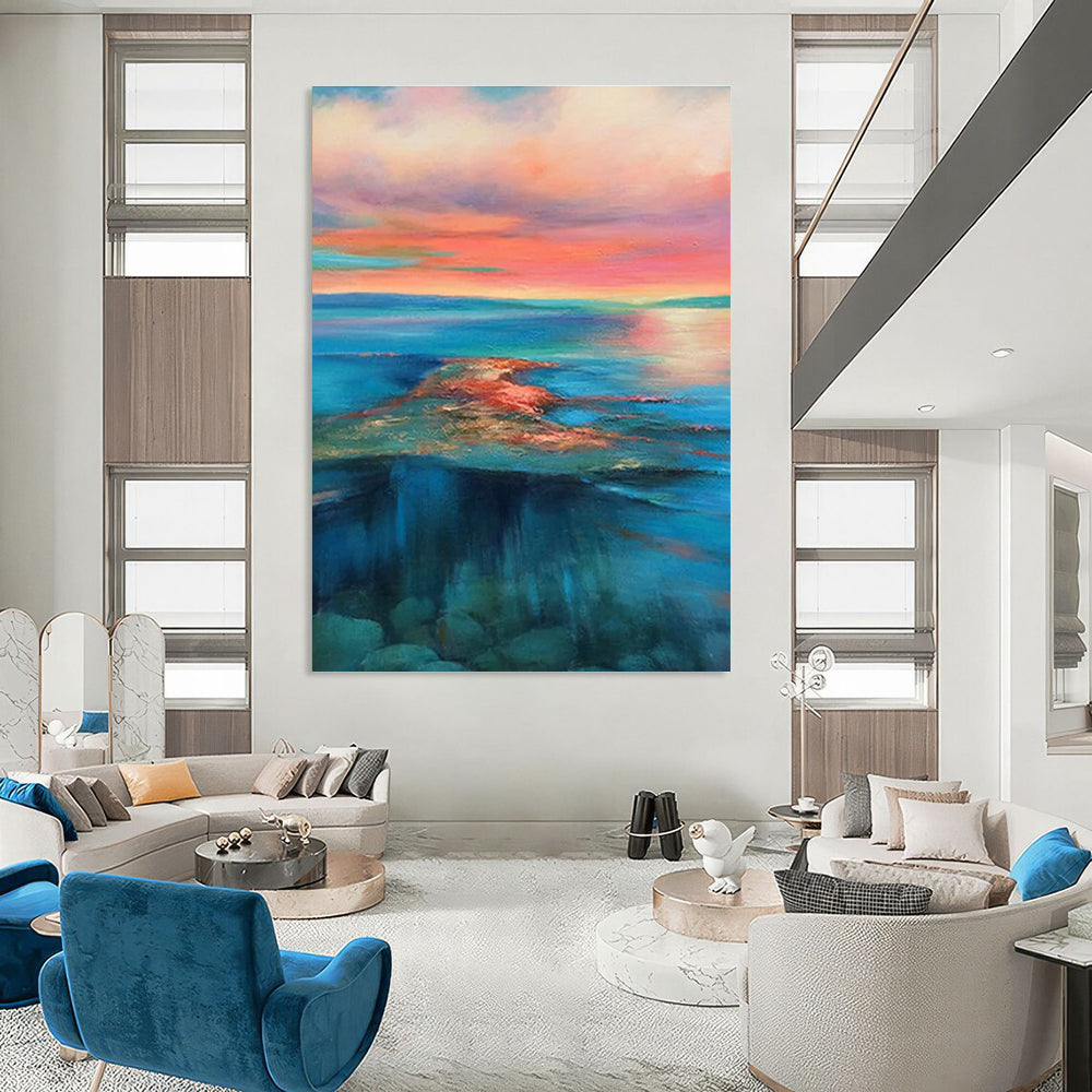 Multicolor Abstract Seascape Art For Living Room and Bathroom WS443