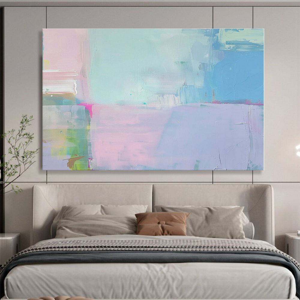 Big Size Pastel Blue, Pink and Purple Abstract Minimalist Painting WB108