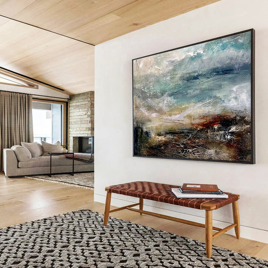 Extra Large Size Multicolor Abstract Dynamic Landscape, Abstract Acrylic Painting WB174