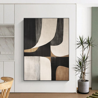 Acrylic Modern Art Paintings Black, Beige, and Gray Geometric Abstract Art HS764