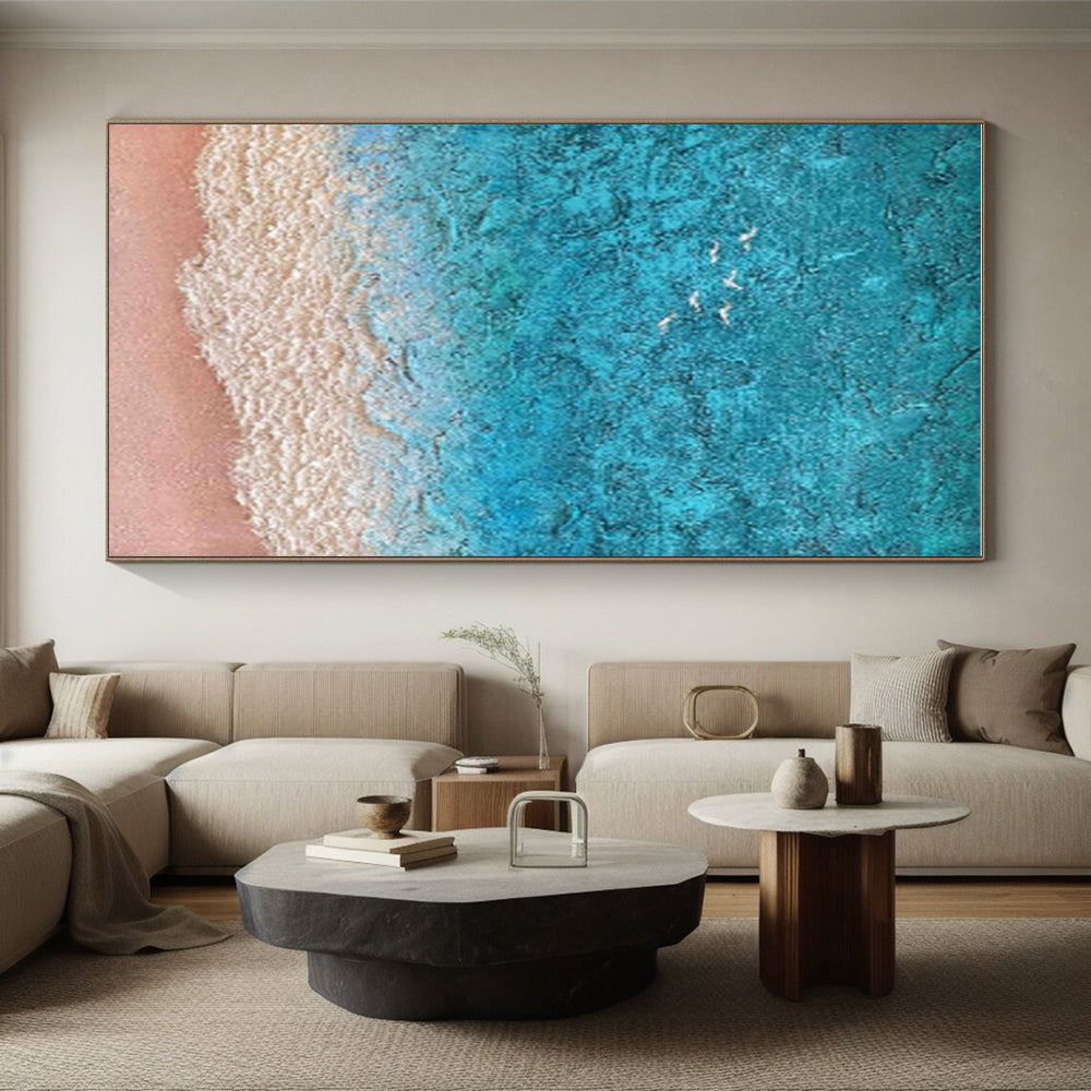 Oversized Abstract Wall Art with Gray, Beige and Blue Colors, Textured Abstract Theme HS497