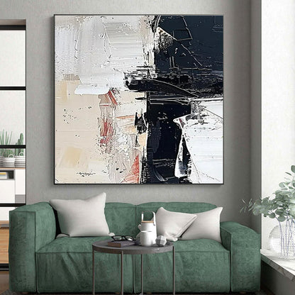 Cool Abstract Paintings Black, White, and Beige Dynamic Abstract Painting On Canvas HS820