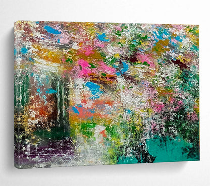 Huge Size Teal, Green and Red Abstract Fluid Painting WB160