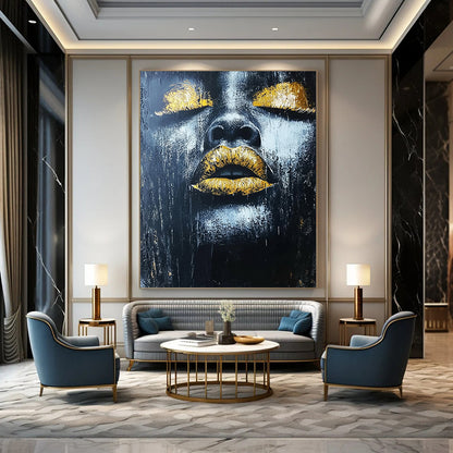 Black, Gold Abstract Figurative Art For Bedroom and Art Studio WS441