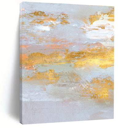 Unique Abstract Art Gold, Gray & White Textured Abstract, Acrylic Modern Art Painting HS239