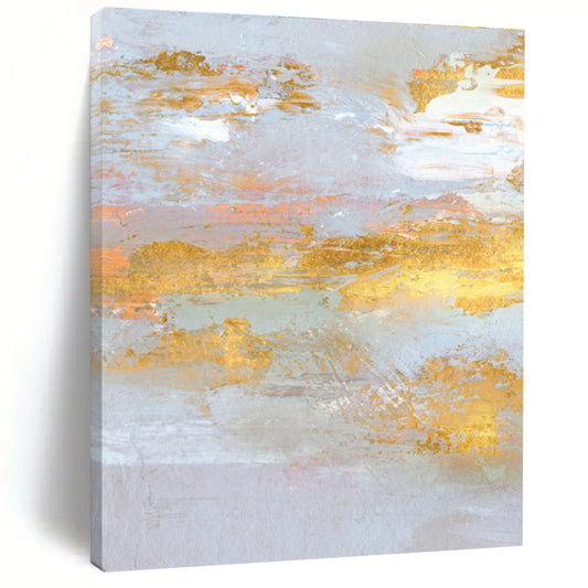 Unique Abstract Art Gold, Gray & White Textured Abstract, Acrylic Modern Art Painting HS239