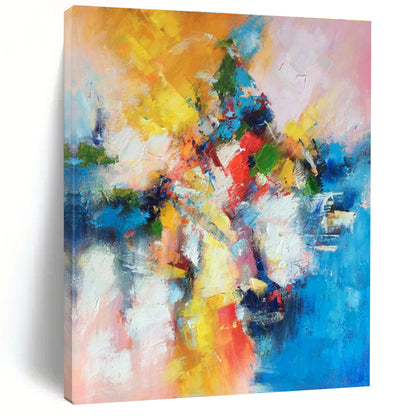Gaint Canvas Art Multicolor Gestural Abstract, Oversized Abstract Wall Art HS361