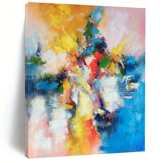 Gaint Canvas Art Multicolor Gestural Abstract, Oversized Abstract Wall Art HS361