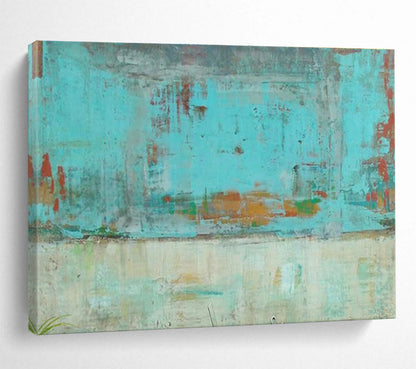 Hand Painted Art: Turquoise and Earthy Tones Textured Abstract Painting WB362