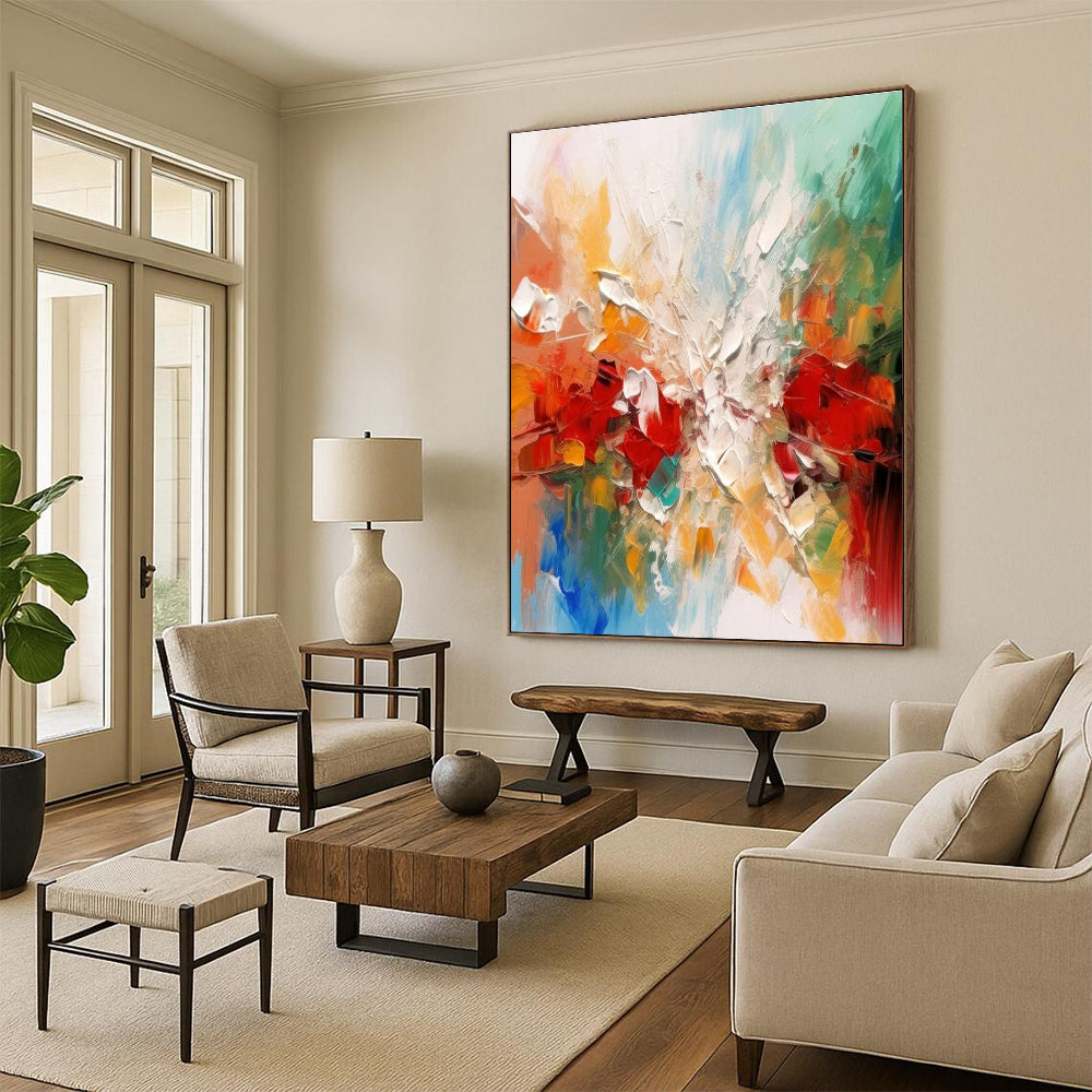 Multicolor Abstract Textured Art For Living Room and Art Studio WS445