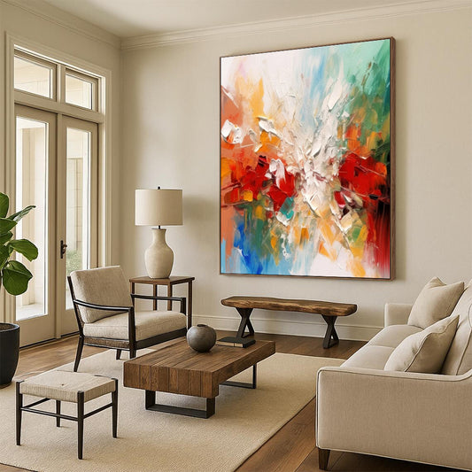 Multicolor Abstract Textured Art For Living Room and Art Studio WS445