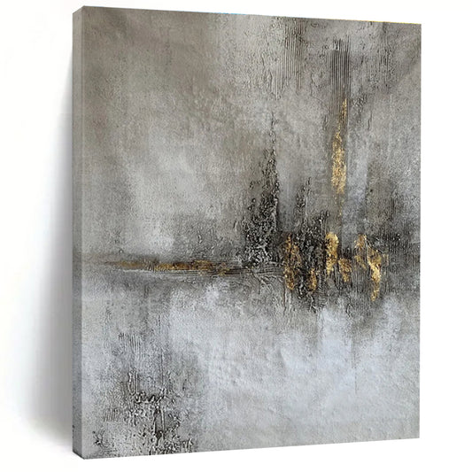 Minimalist Canvas Art Gray and Gold Textured Abstract Art HS614