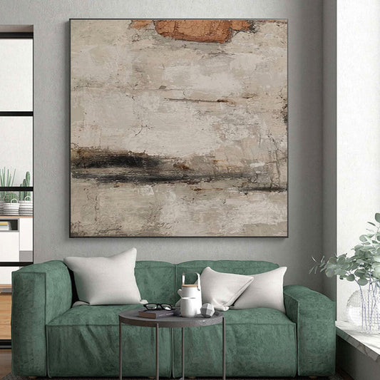 Hand-Painted Beige & Gray Textured Abstract, Acrylic Modern Art Painting HS301