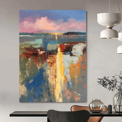 Multicolor Abstract Landscape Art For Living Room and Sunroom WS427