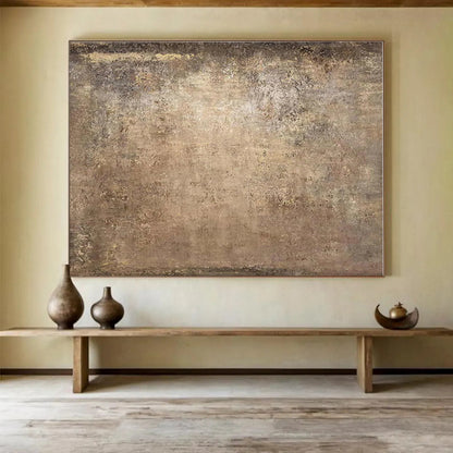 Oversized Canvas Art Brown and Beige Abstract Textured Painting WB120