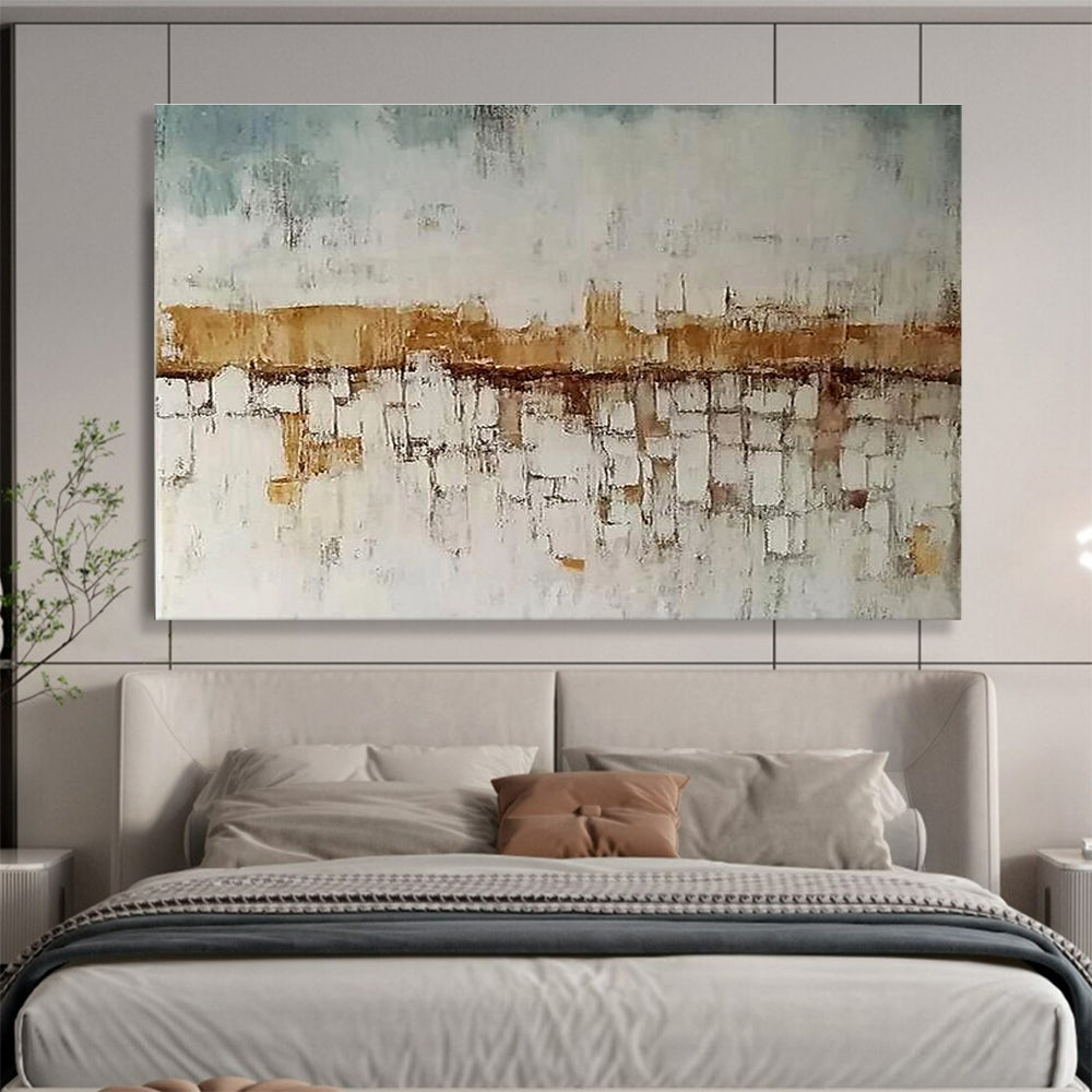 Big Size Brown and White Textured Cityscape Abstract Painting WB241