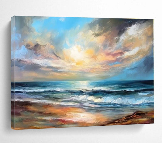 Large Size Colorful Seaside Sunset Abstract Landscape Painting WB051