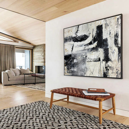 Gray, Black, Beige Abstract Textured Art For Sale WB393