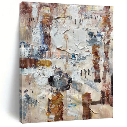 Hand-Painted Multicolor Beige Abstract Textured Painting For Sale HS060