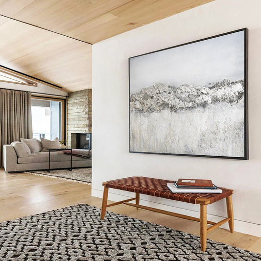 Big Size Gray and White Textured Abstract Art WB229