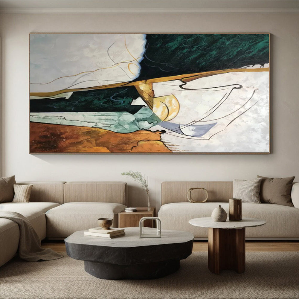 Unique Abstract Art Multicolor Geometric Abstract, Large Contemporary Wall Art HS413