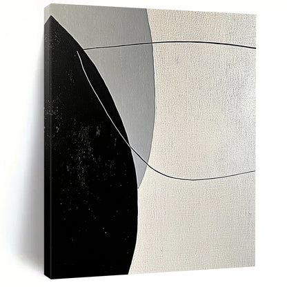 Hand Painting Black, White, and Gray Geometric Abstract Art HS199
