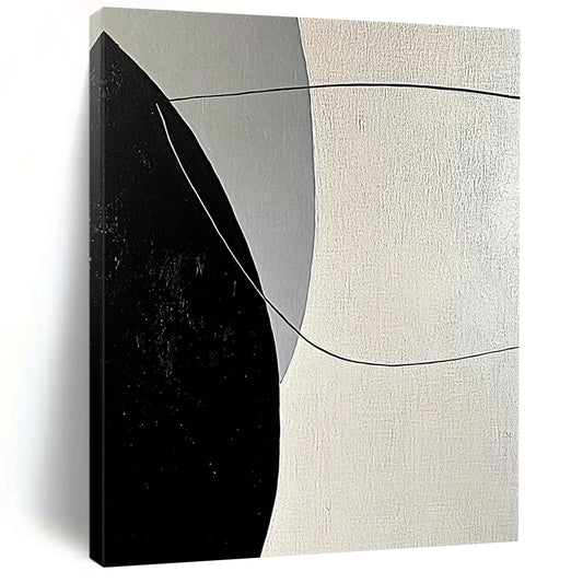 Hand Painting Black, White, and Gray Geometric Abstract Art HS199