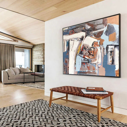 Big Size Multicolor Abstract Urban Textured Composition, Abstract Acrylic Painting WB183