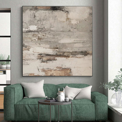 Handmade Art Gray & Brown Textured Abstract, Minimalist Canvas Art HS319