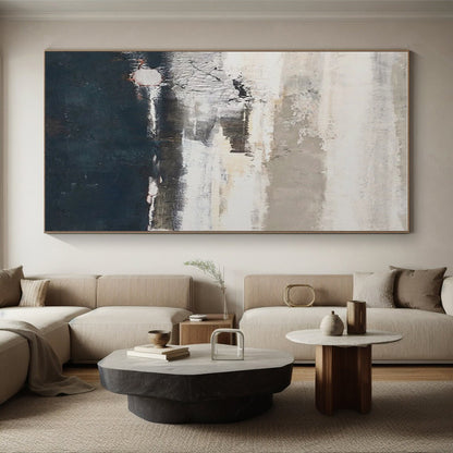 Unique Abstract Art Gray & Black Textured Abstract, Large Contemporary Wall Art HS322